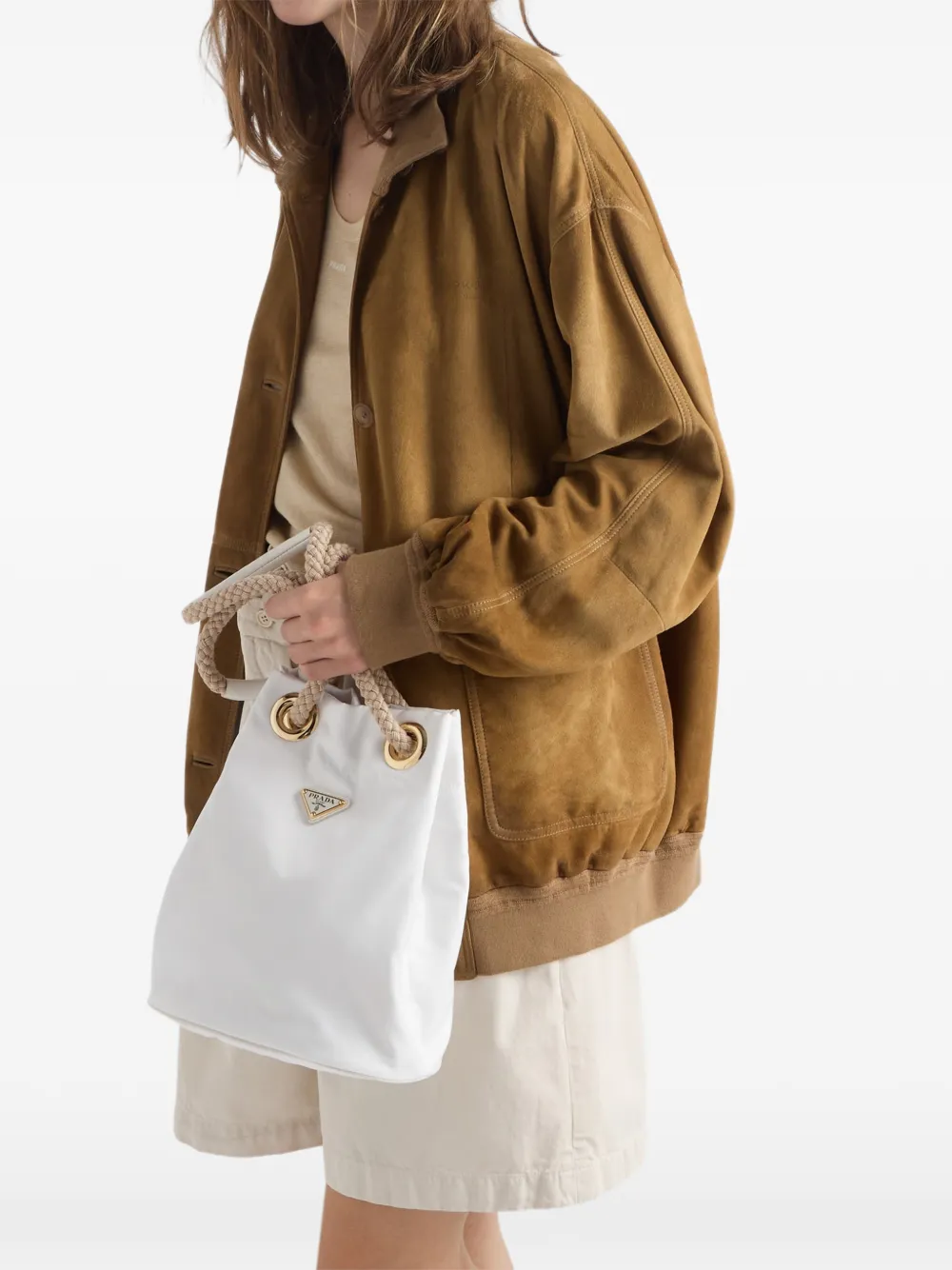 Prada Gevlochten shopper met touw en handvat Wit