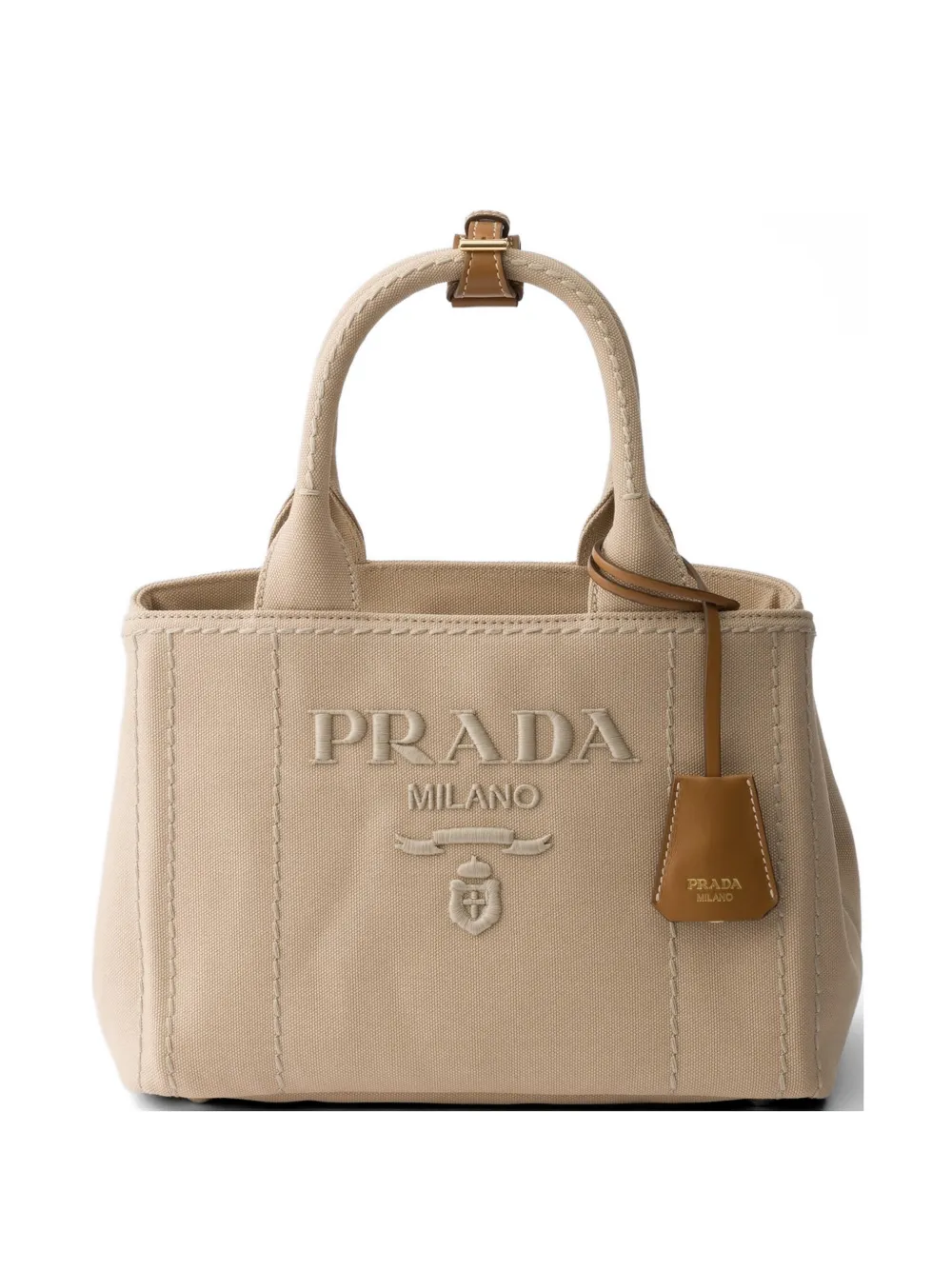 Prada Jardini re small cotton canvas bag - Neutrals
