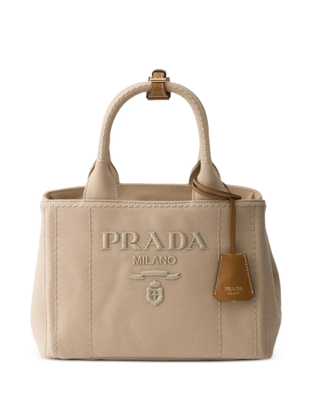 Prada Jardini re small cotton canvas bag - Toni neutri
