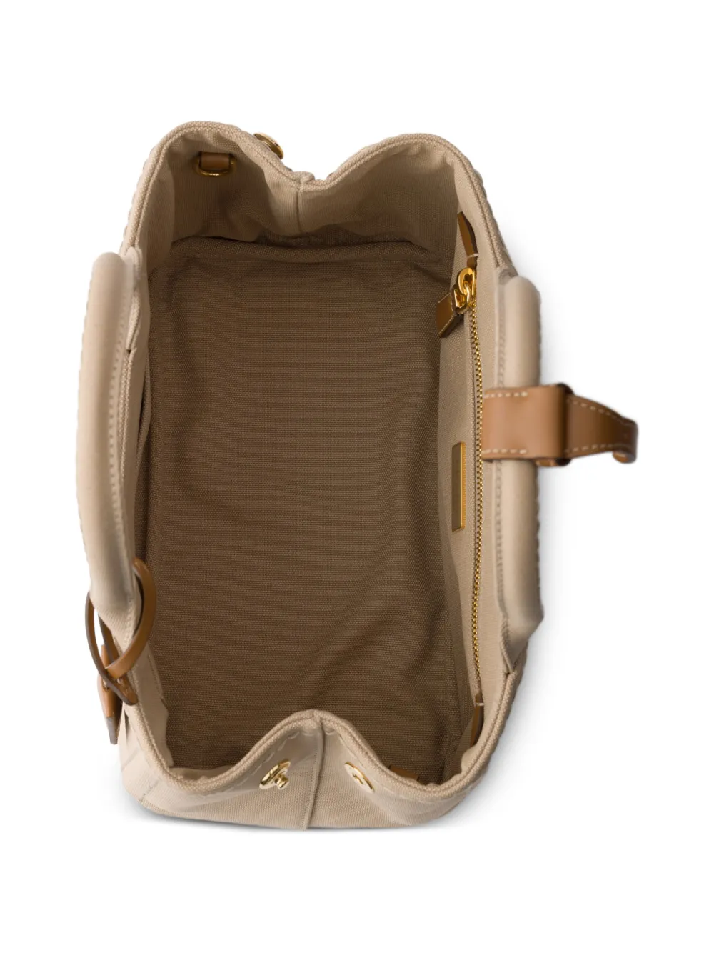 Prada Jardinière kleine katoenen canvas tas Beige