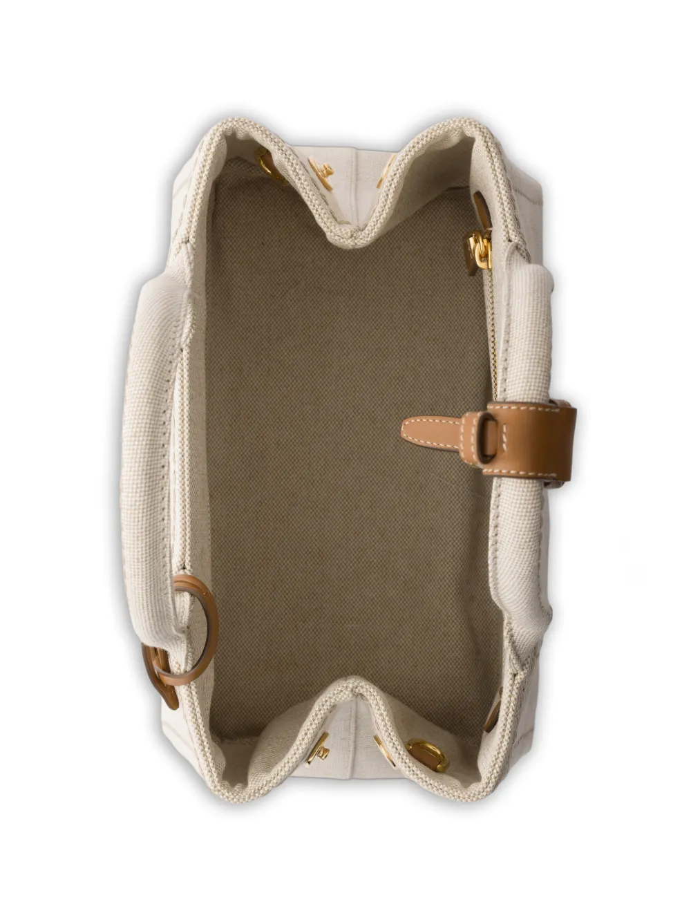 Prada Jardinière kleine katoenen canvas tas Beige