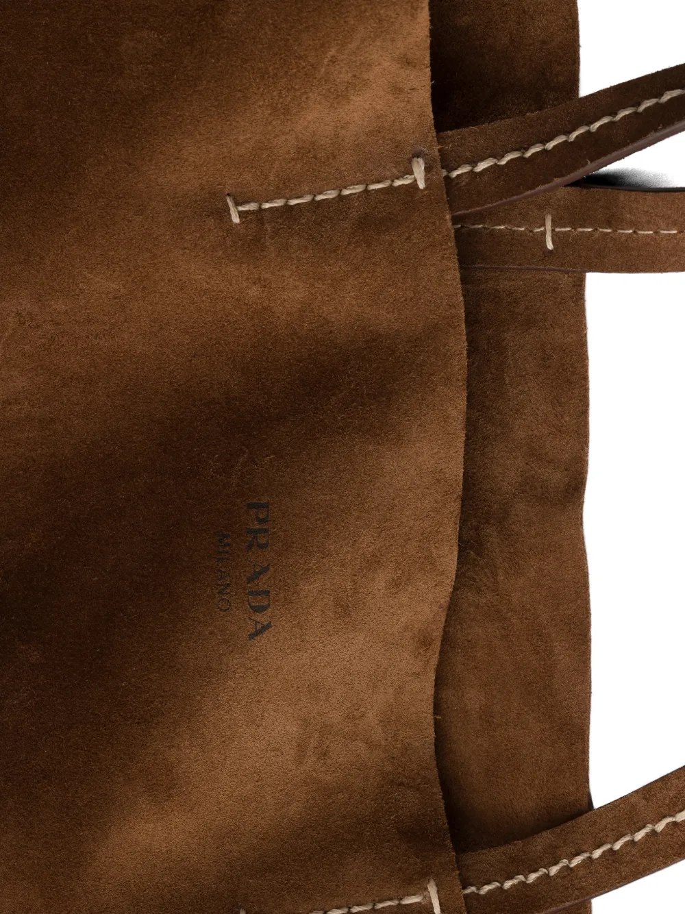 Prada Grote suède en gehaakte shopper Bruin