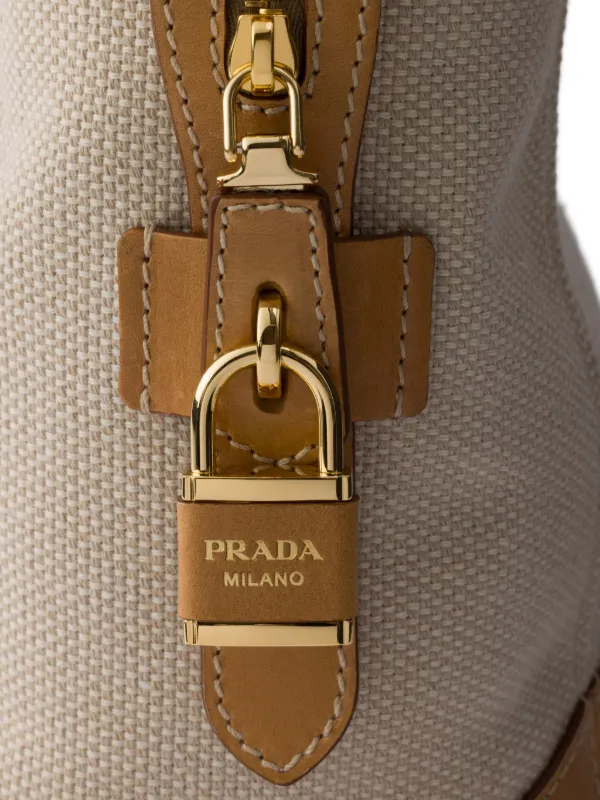 PRADA キャンバス×レザー ハンドバッグ Prada キャンバス＆レザーハンドバッグ L | ニュートラル | FARFETCH JP