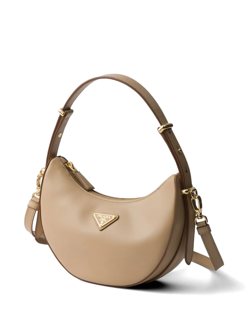 Prada Arqué mini leren schoudertas Beige