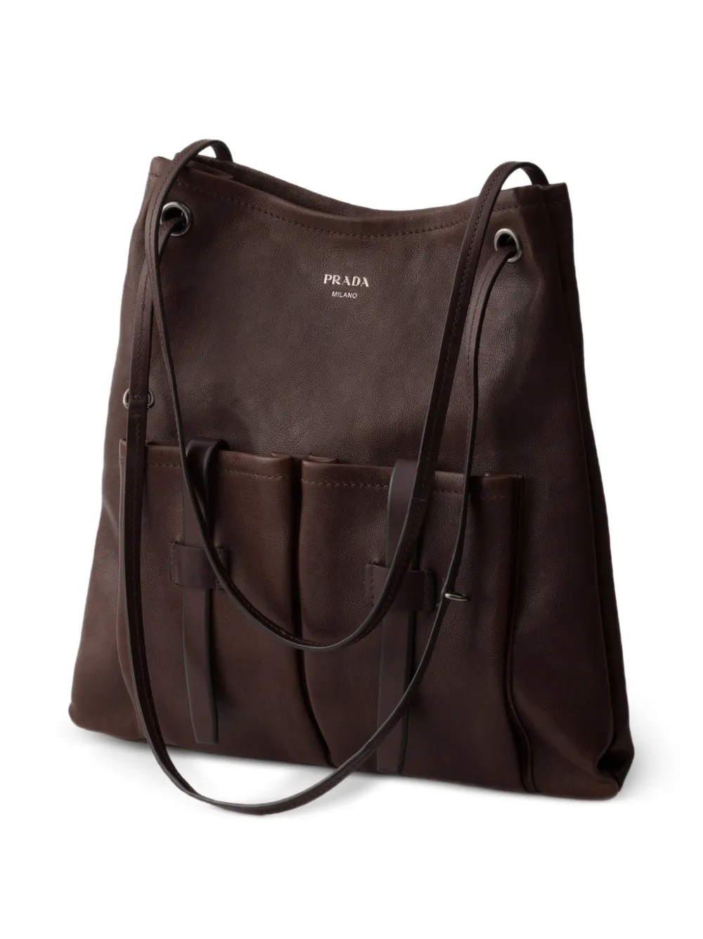 Prada Route grote leren tas Bruin