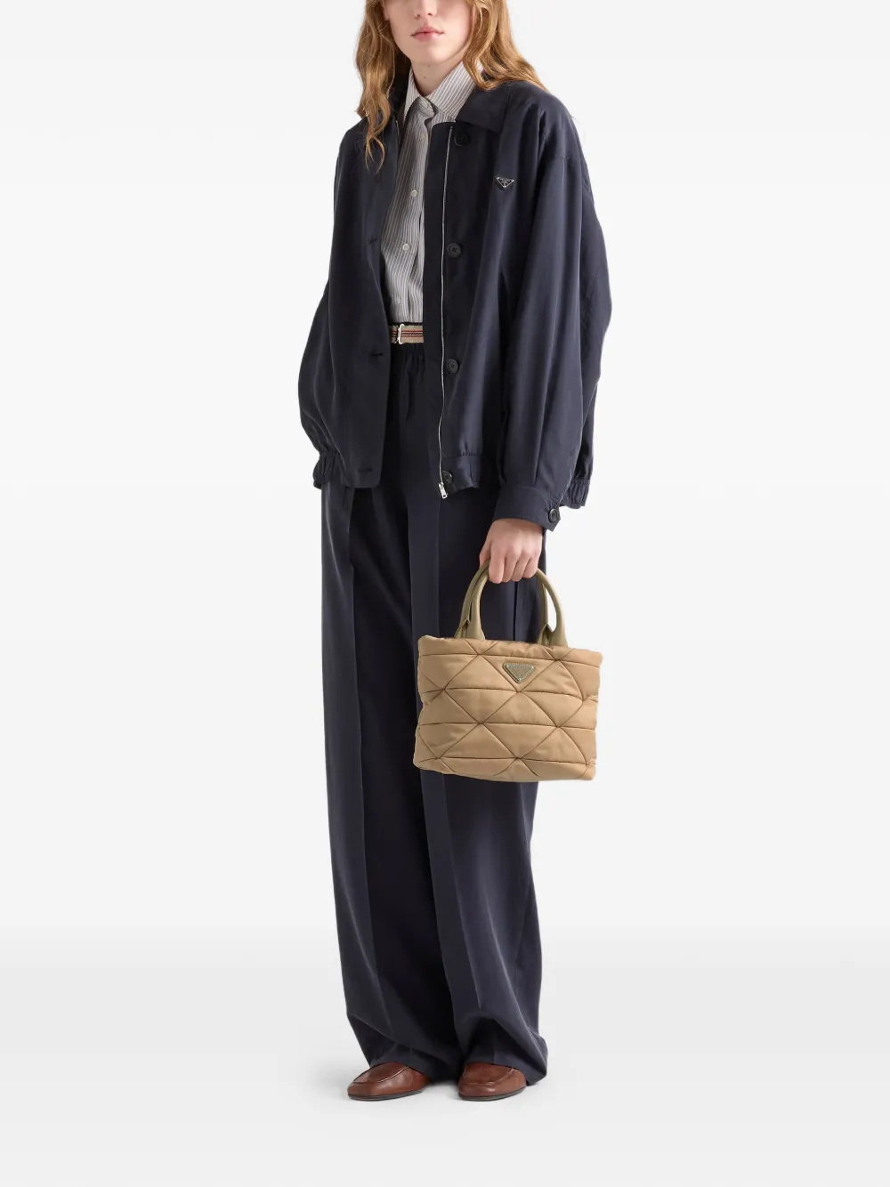 Prada Kleine gewatteerde Re-Nylon shopper Beige