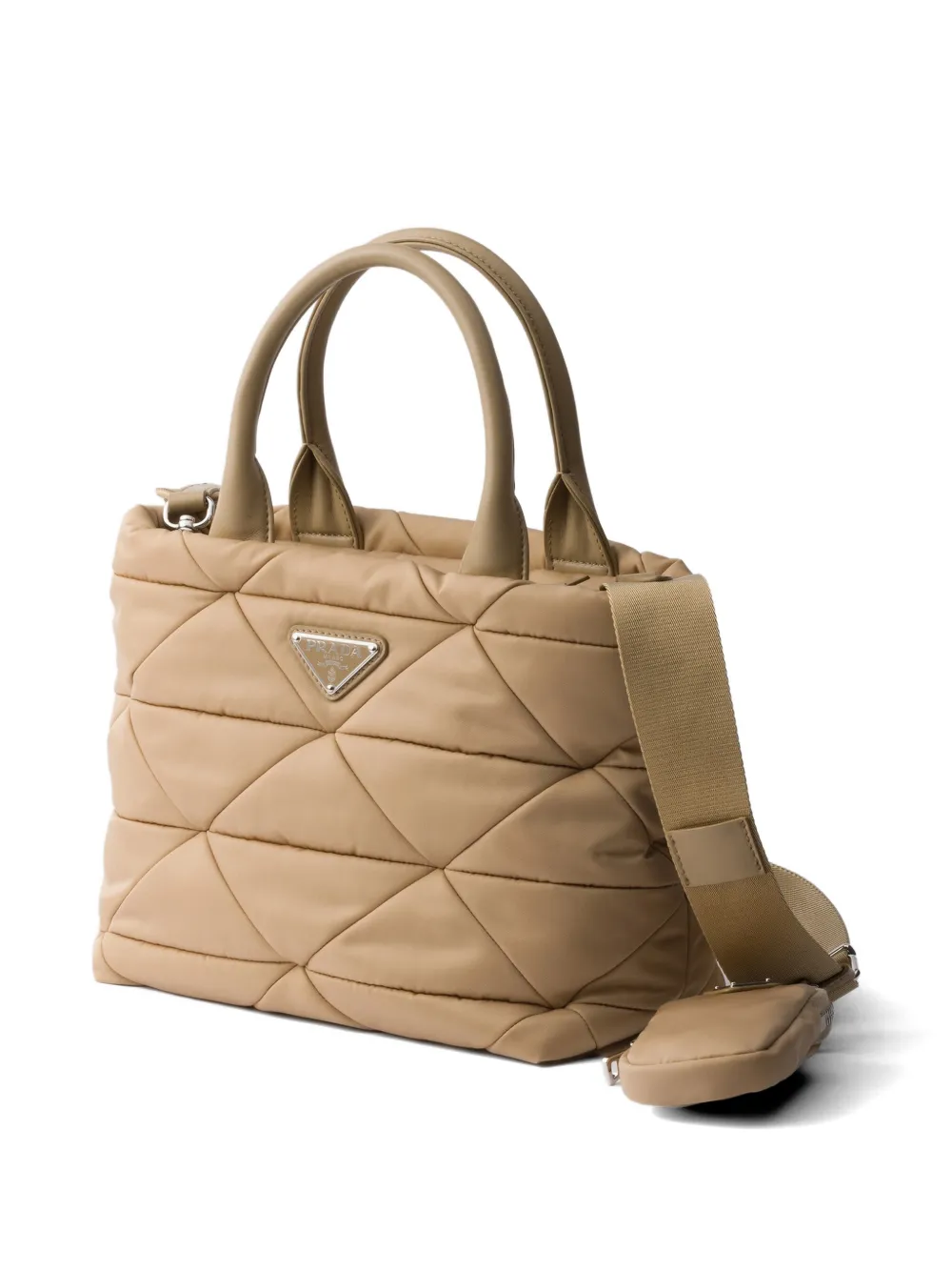Prada Kleine gewatteerde Re-Nylon shopper Beige