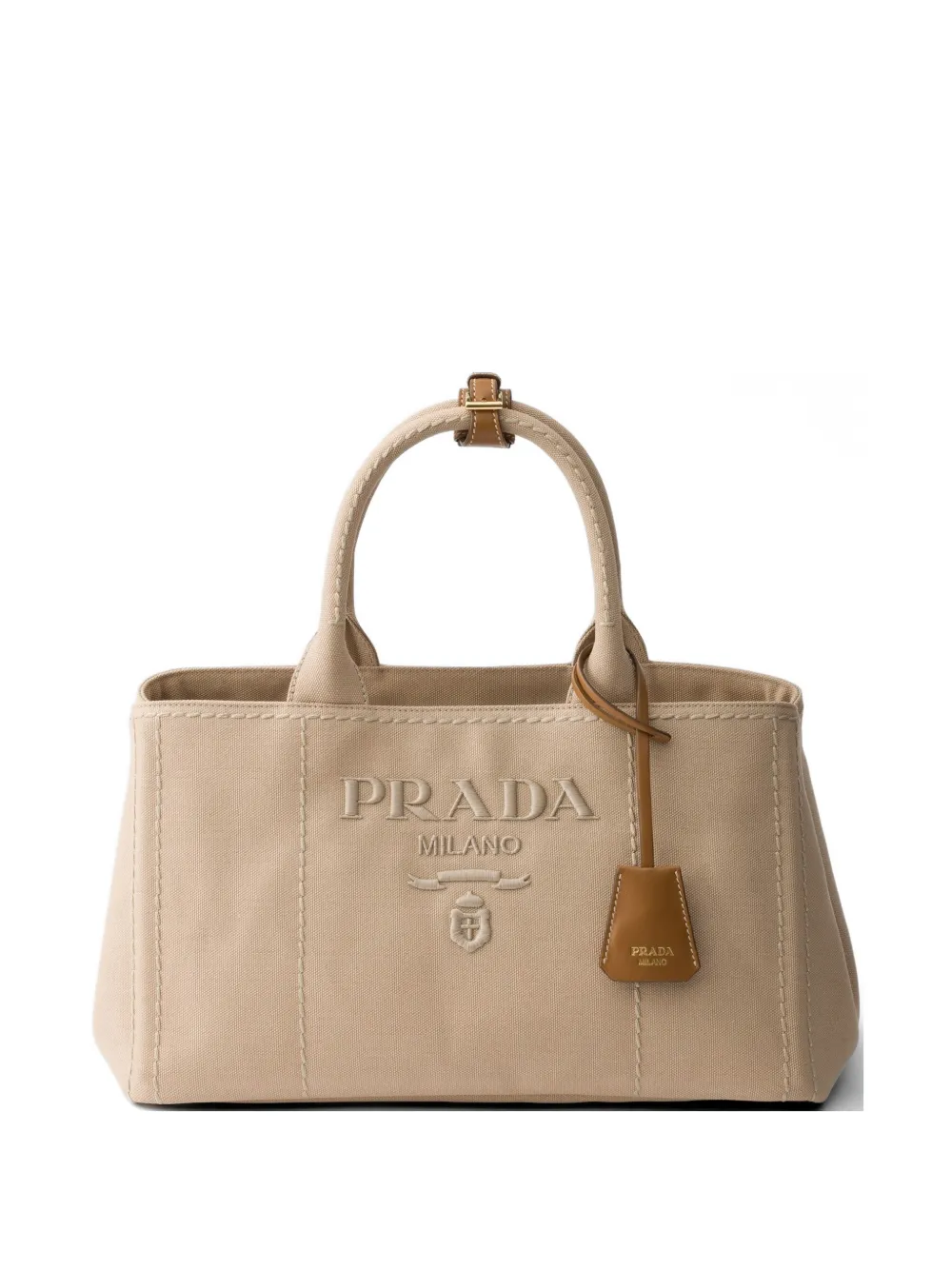 Prada Jardinière large cotton canvas handbag - Toni neutri