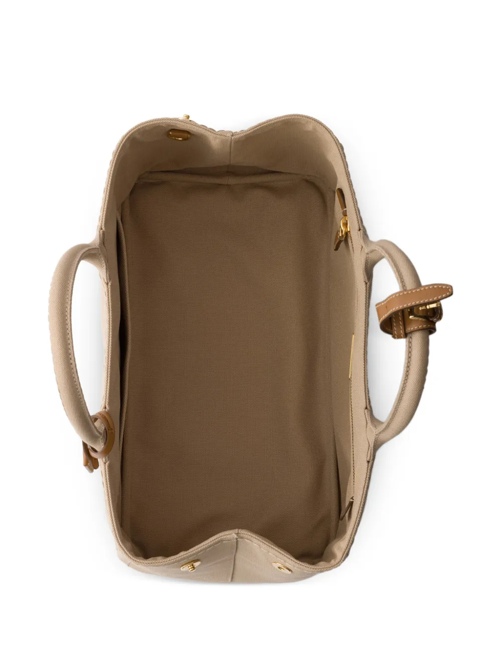 Prada Jardinière grote katoenen canvas handtas Beige