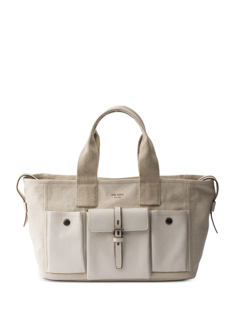 Prada Route large canvas and leather tote bag - Toni neutri