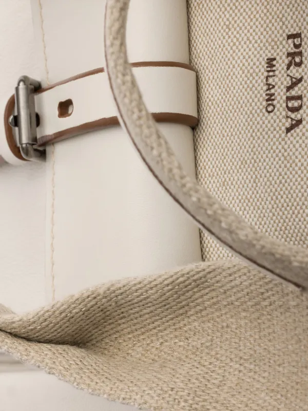 Prada Route Large Canvas And Leather Tote Bag | Neutrals | FARFETCH