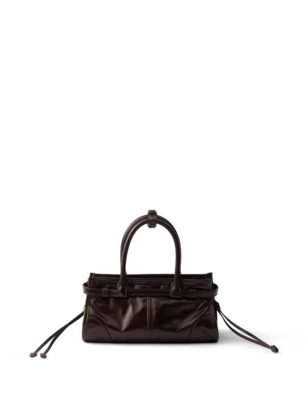 Prada ボニー レザーハンドバッグ ミニ | ブラウン | FARFETCH JP