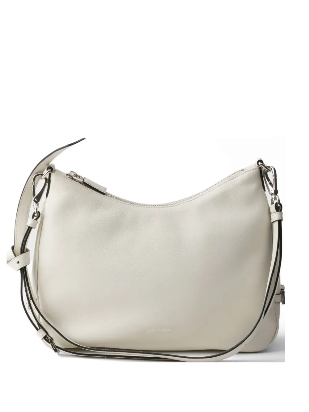 Prada Fold medium leather bag - Bianco