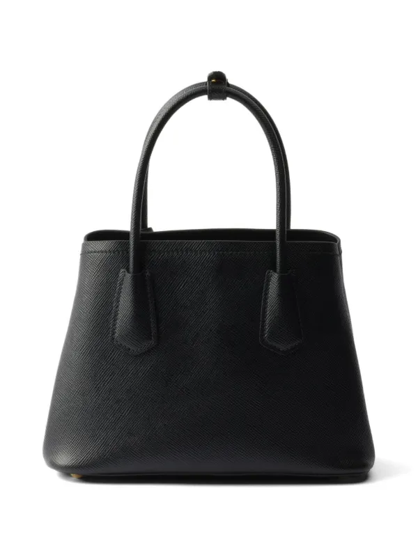 Prada Double Small Saffiano Leather Bag | Black | FARFETCH
