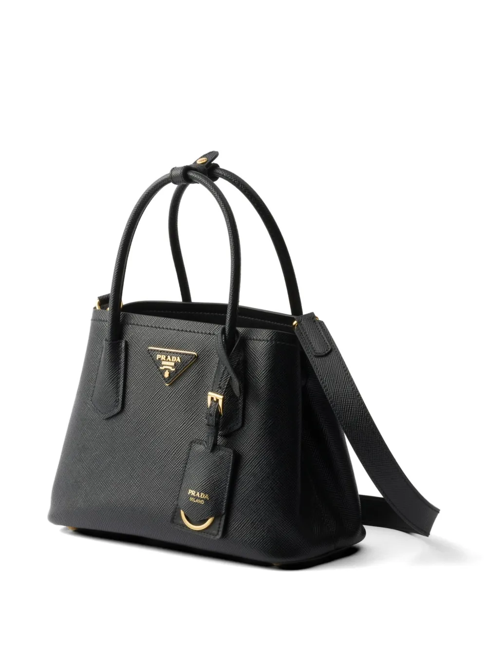 Prada Kleine Double Saffiano leren tas Zwart