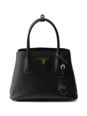 Prada Double Saffiano Leather Tote Bag | Black | FARFETCH