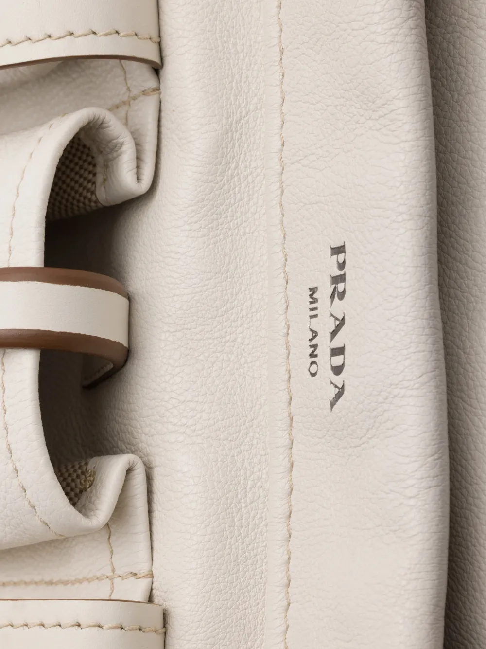 Prada Route grote leren shopper Beige
