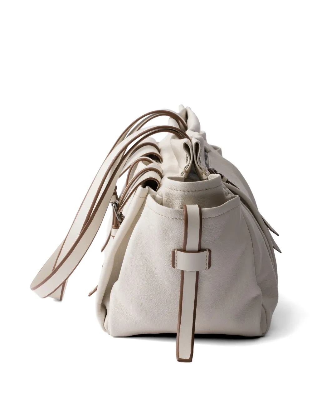 Prada Route grote leren shopper Beige