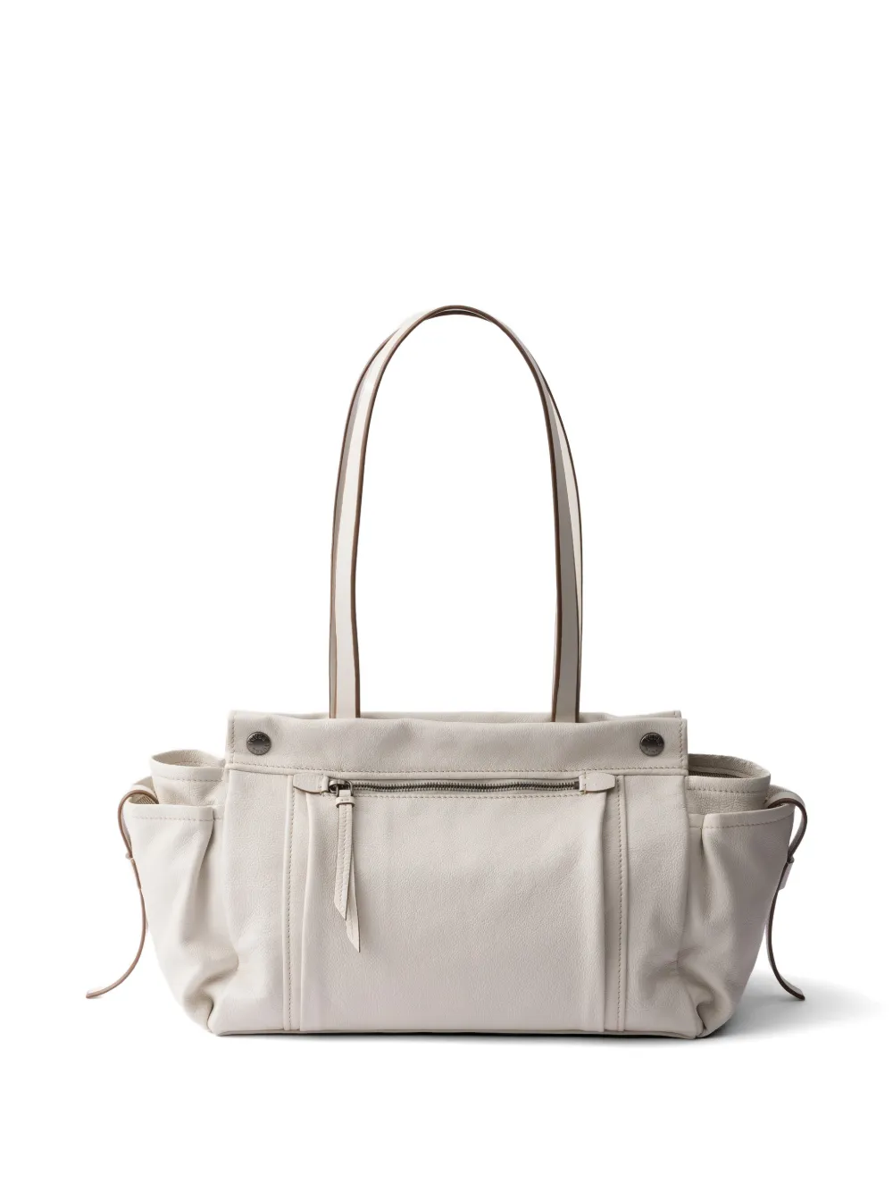 Prada Route grote leren shopper Beige