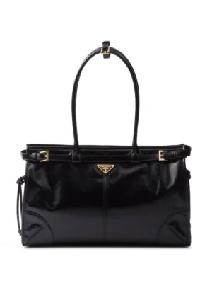 Prada Bonnie extra-large Leather Handbag | Black | FARFETCH