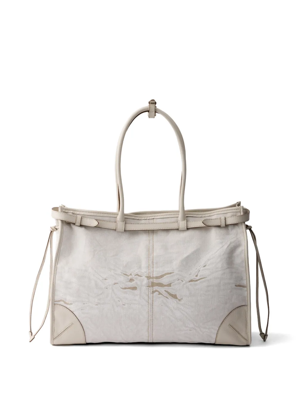 Prada Bonnie linnen en leren shopper Beige