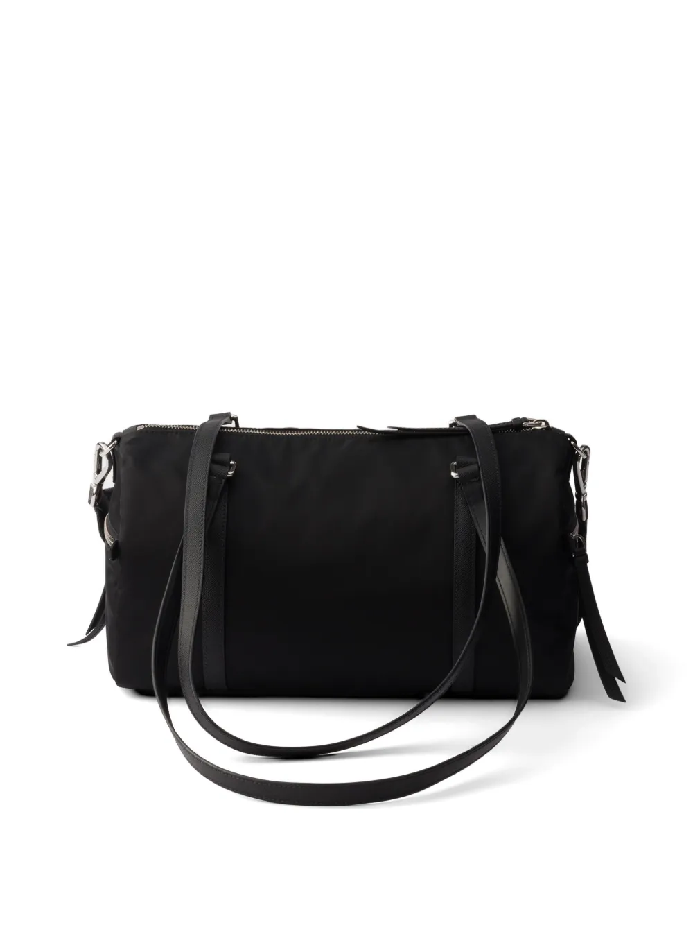 Prada Grote Re-Nylon en Saffiano leren weekendtas Zwart