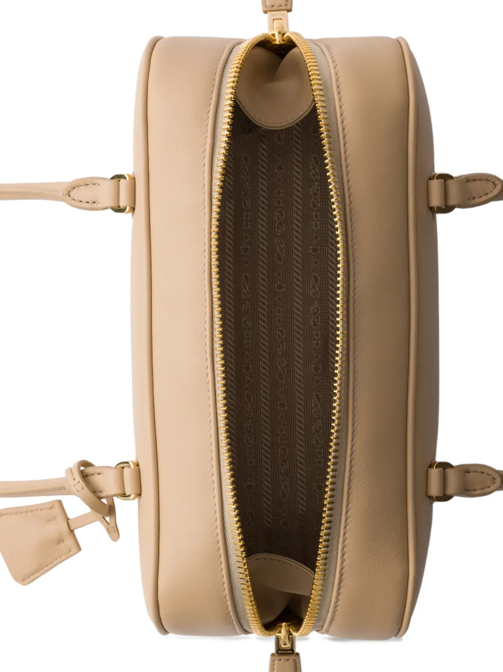 Prada Medium leren tas met logo Beige