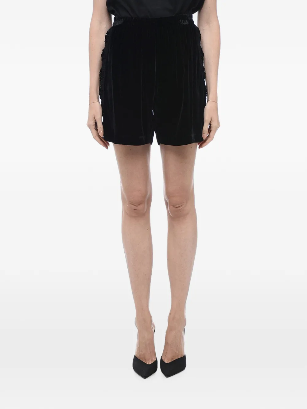 Matimì embroidered-details velvet shorts - Black
