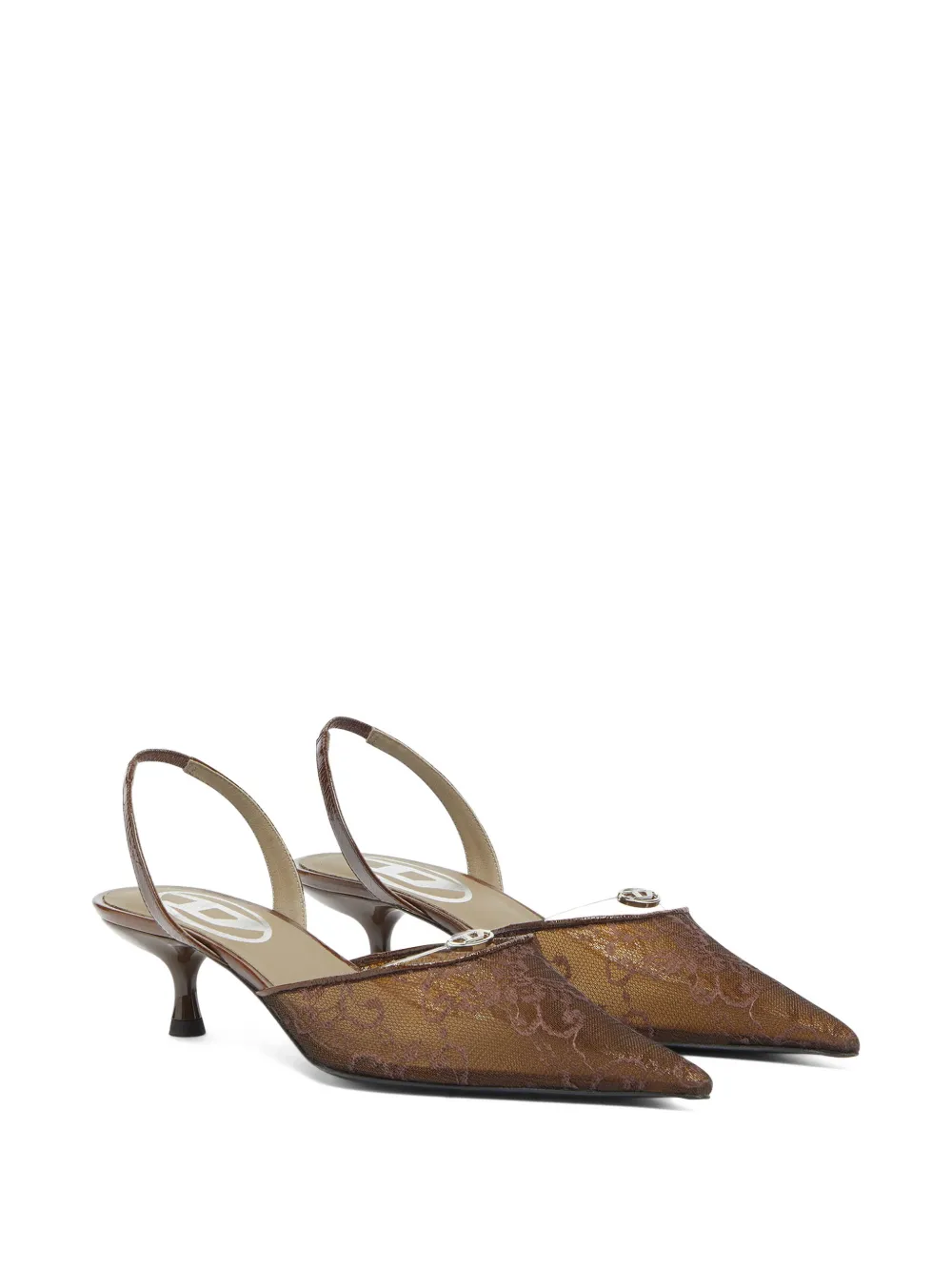 Diesel Slingback schoenen met mesh en puntige neus Bruin
