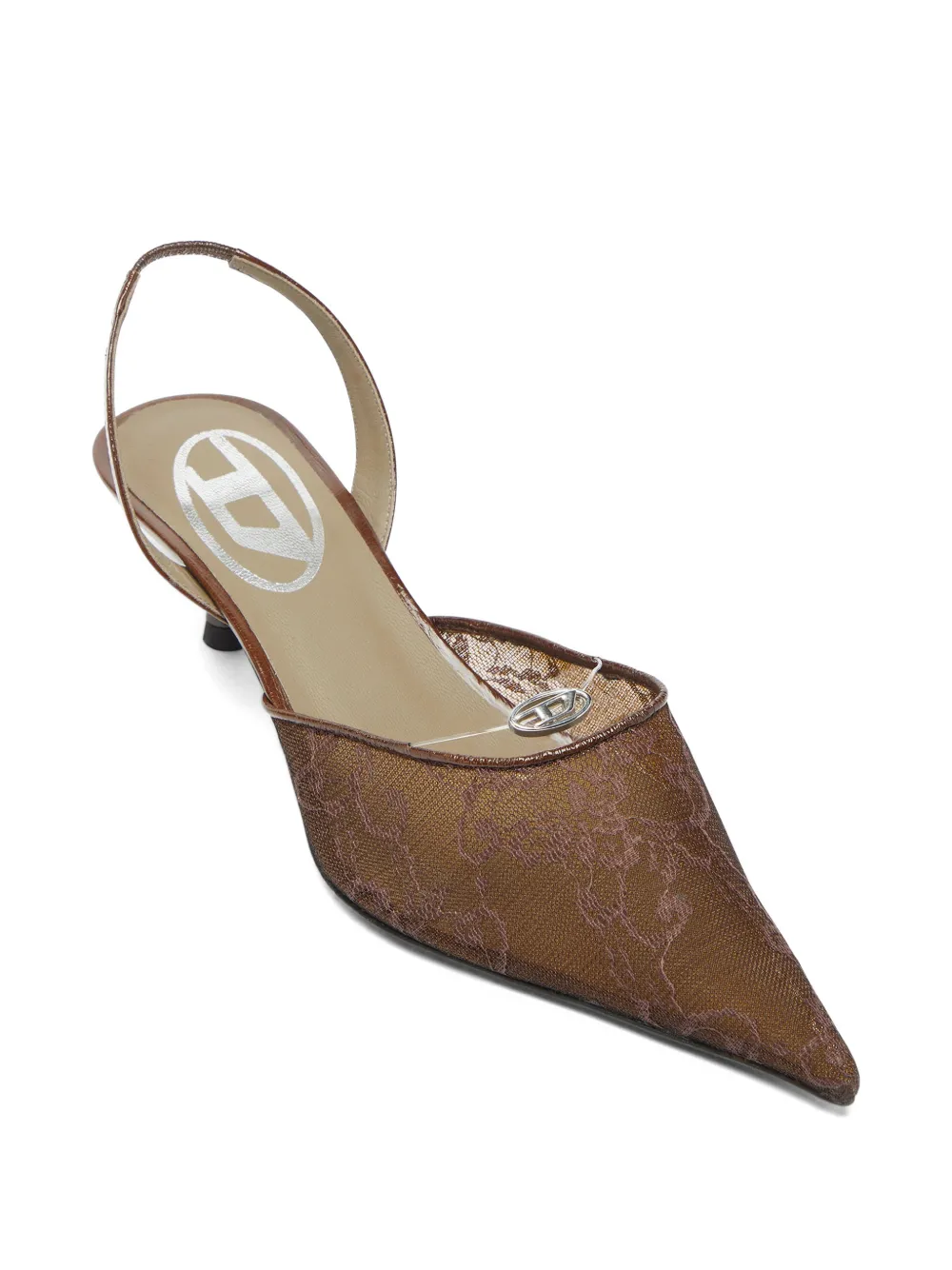 Diesel Slingback schoenen met mesh en puntige neus Bruin