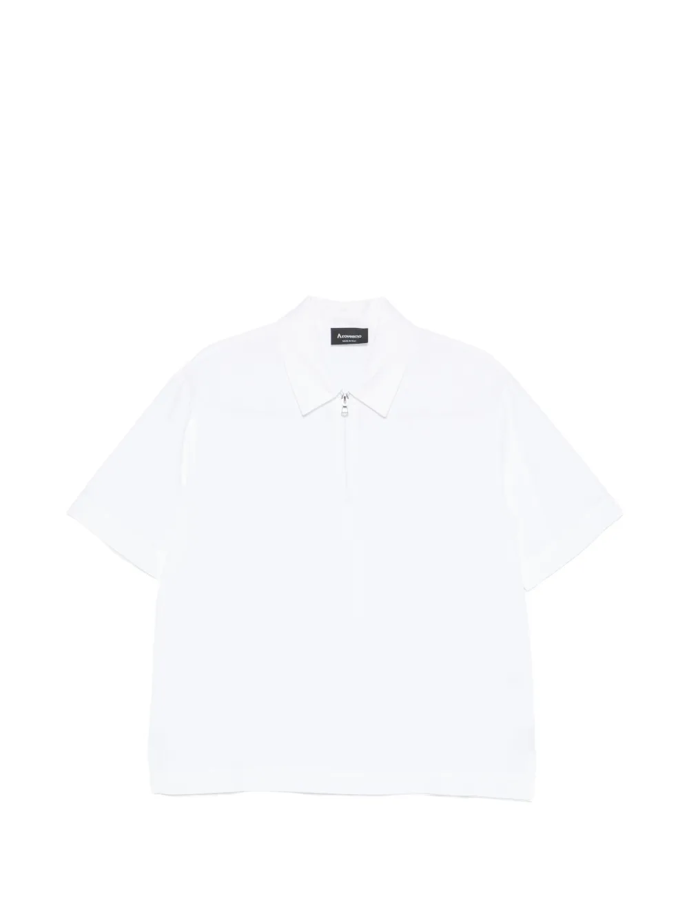 zip-fastening short-sleeve polo shirt