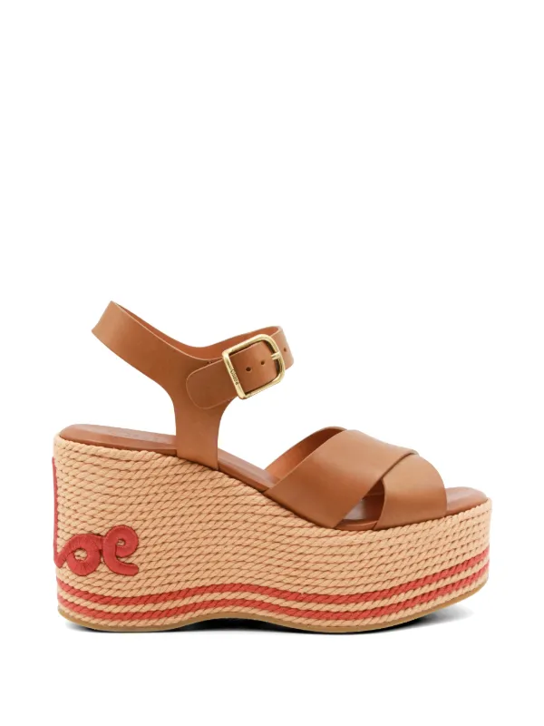 Chloé Sand ロゴ プラットフォームサンダル | ニュートラル | FARFETCH JP