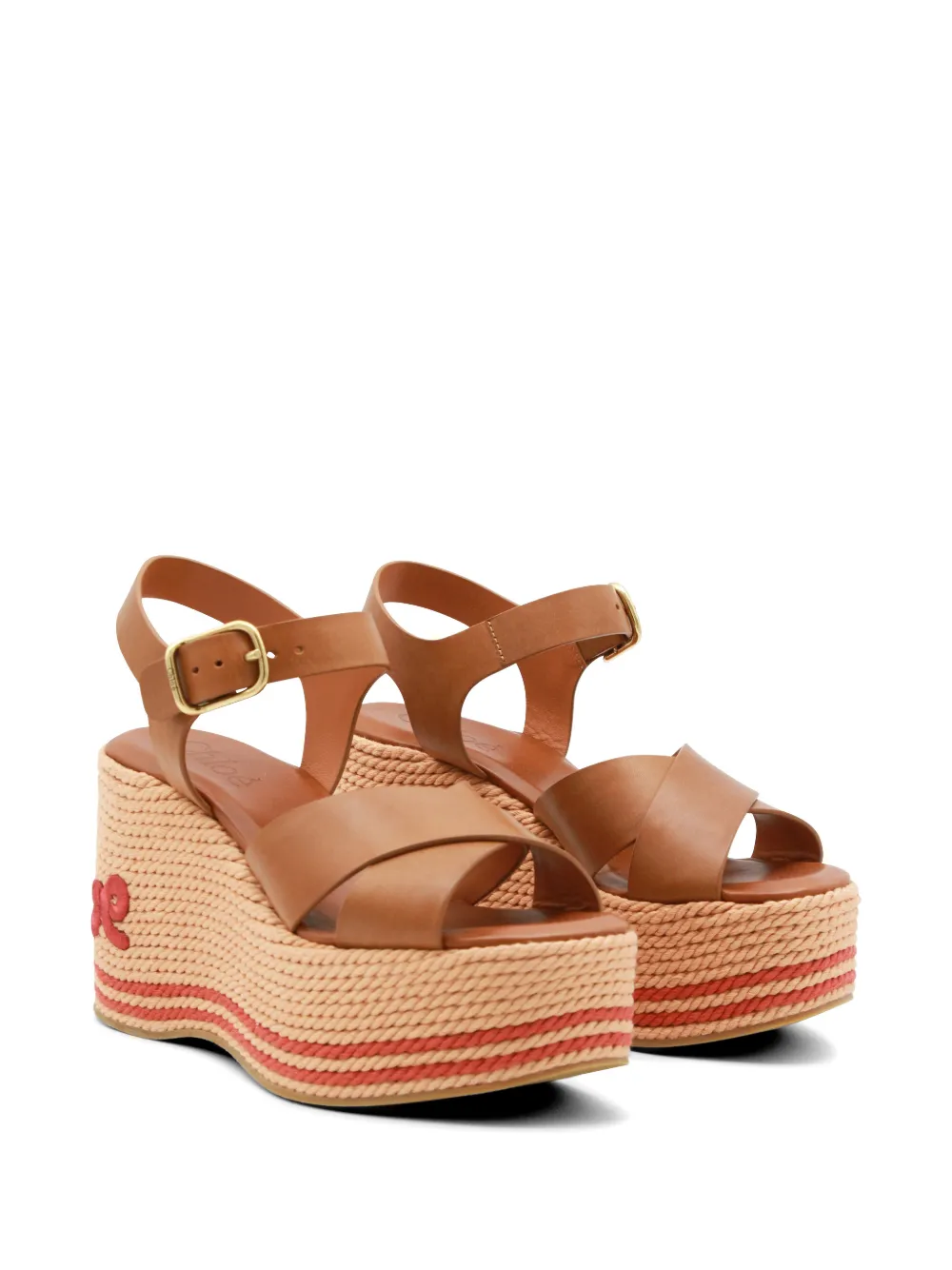 Chloé leather platform espadrilles Beige