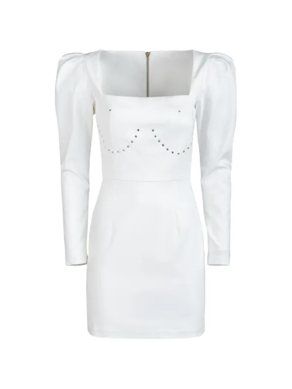 rhinestone embellished mini dress Glistening Smile Rhinestone Embellished Mini Dress M / grey