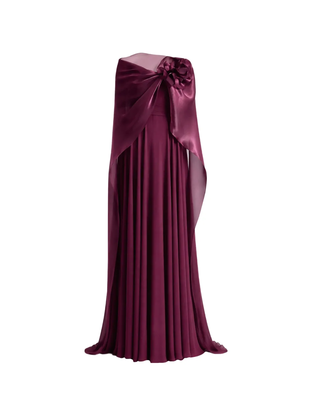 Gemy Maalouf flower-detail cape-overlay dress - Purple