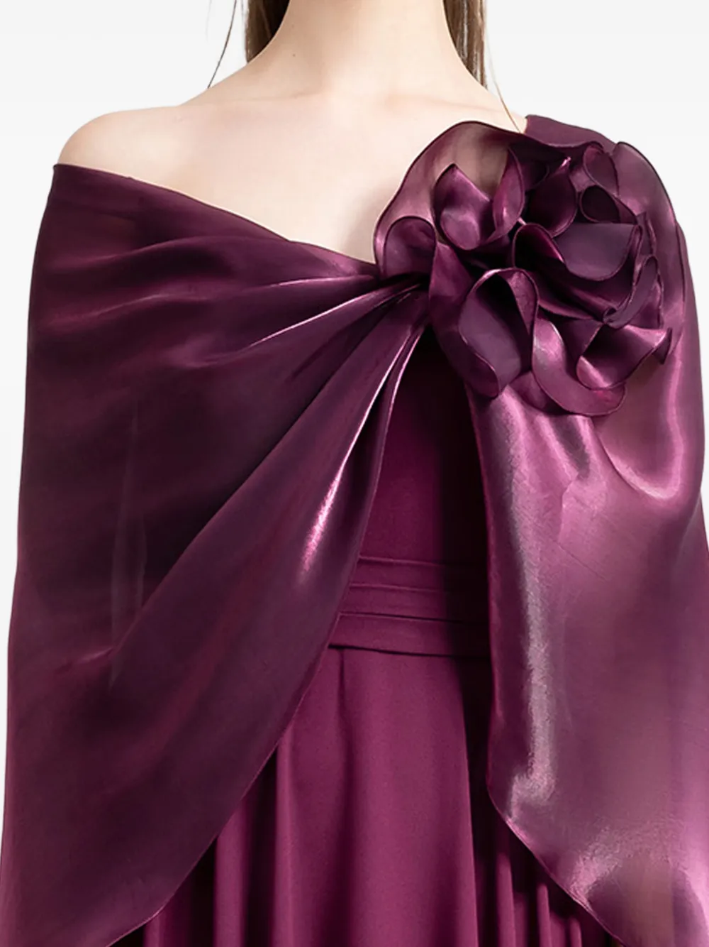 Gemy Maalouf Jurk met bloemdetail en cape Paars