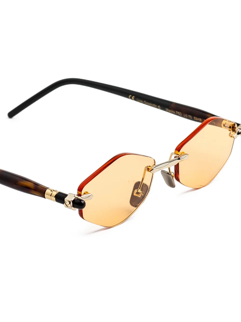 Kuboraum P60 zonnebril met geometrisch montuur Goud