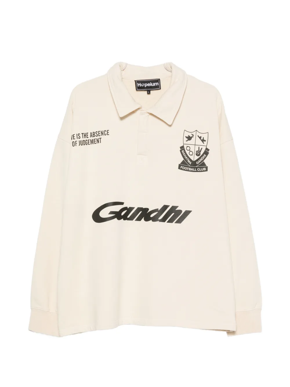 HOPEIUM logo-print polo-collar sweater - Nude