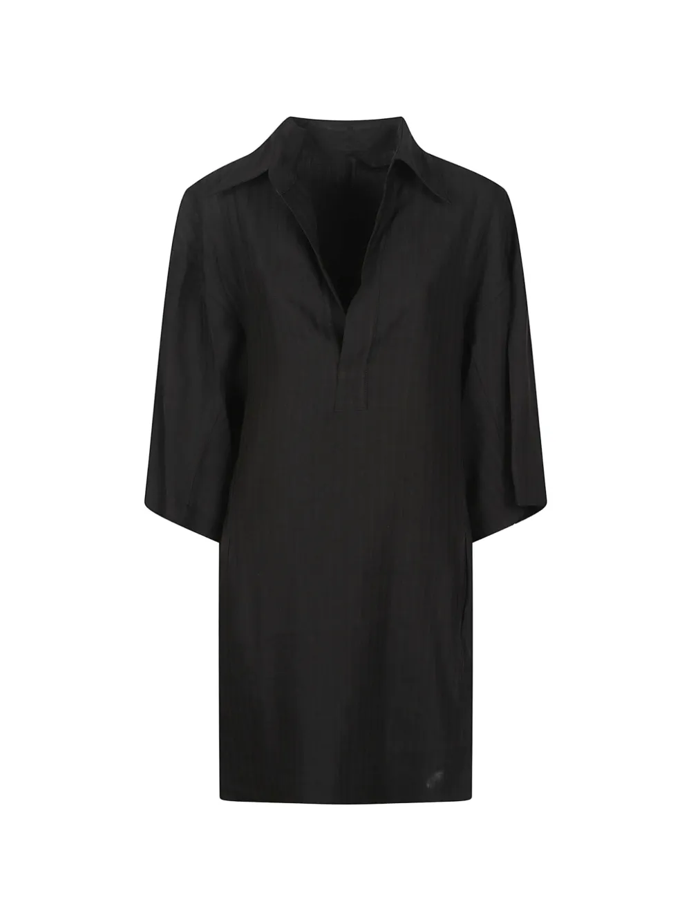Petar Petrov herringbone-pattern drawstring-waist mini dress - Nero