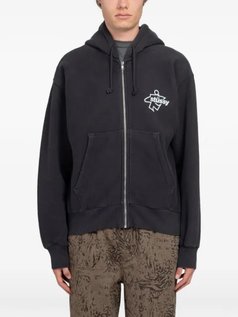 Stüssy garment-dyed zip-up hoodie