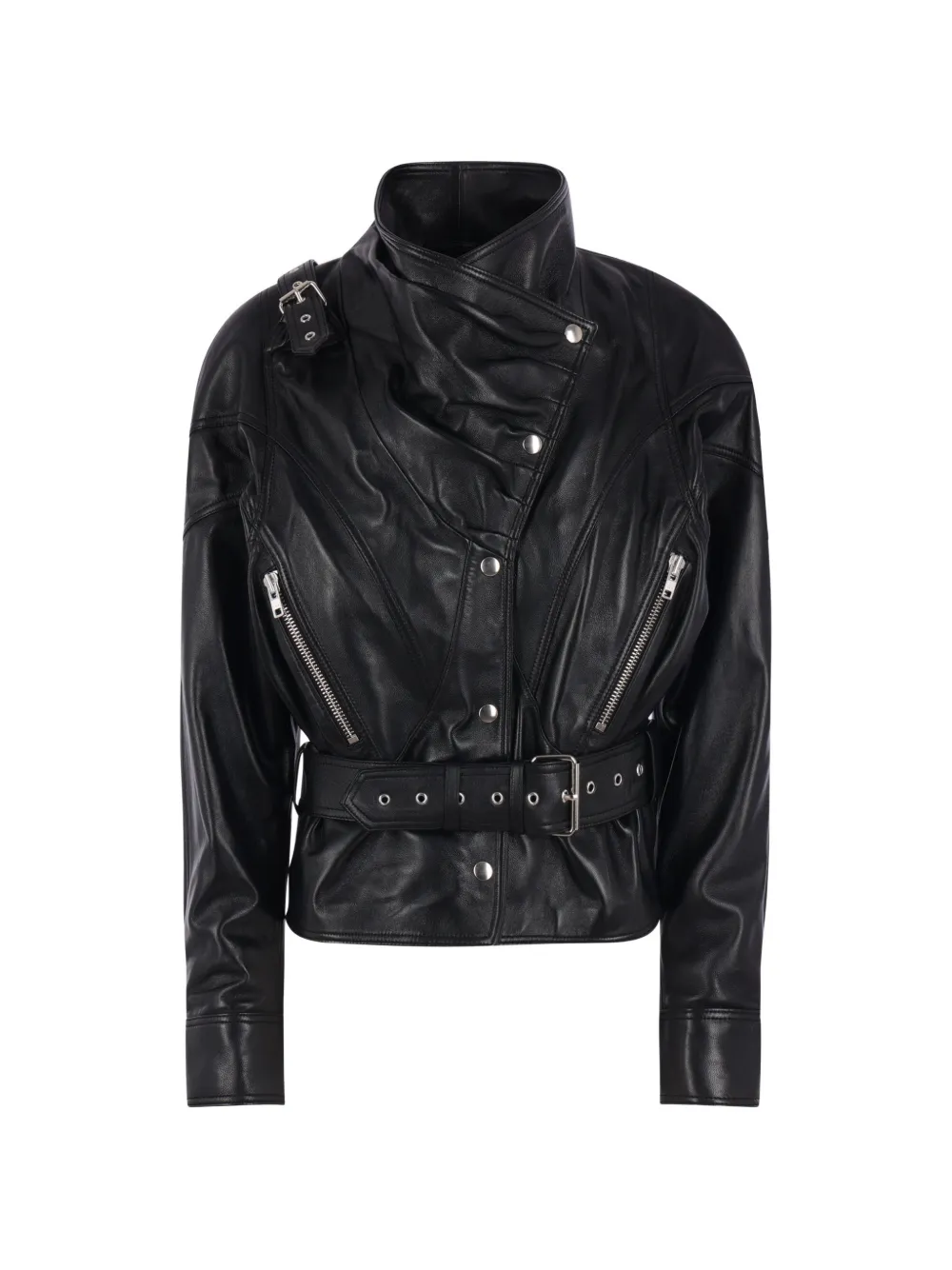Vaquera belted leather jacket - Schwarz