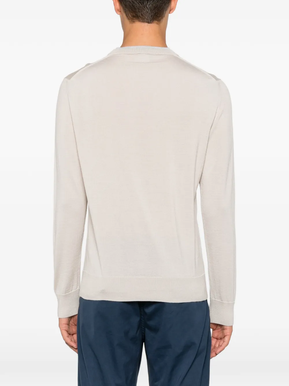 Eleventy Trui met gelaagde hals en geribbelde afwerking Beige