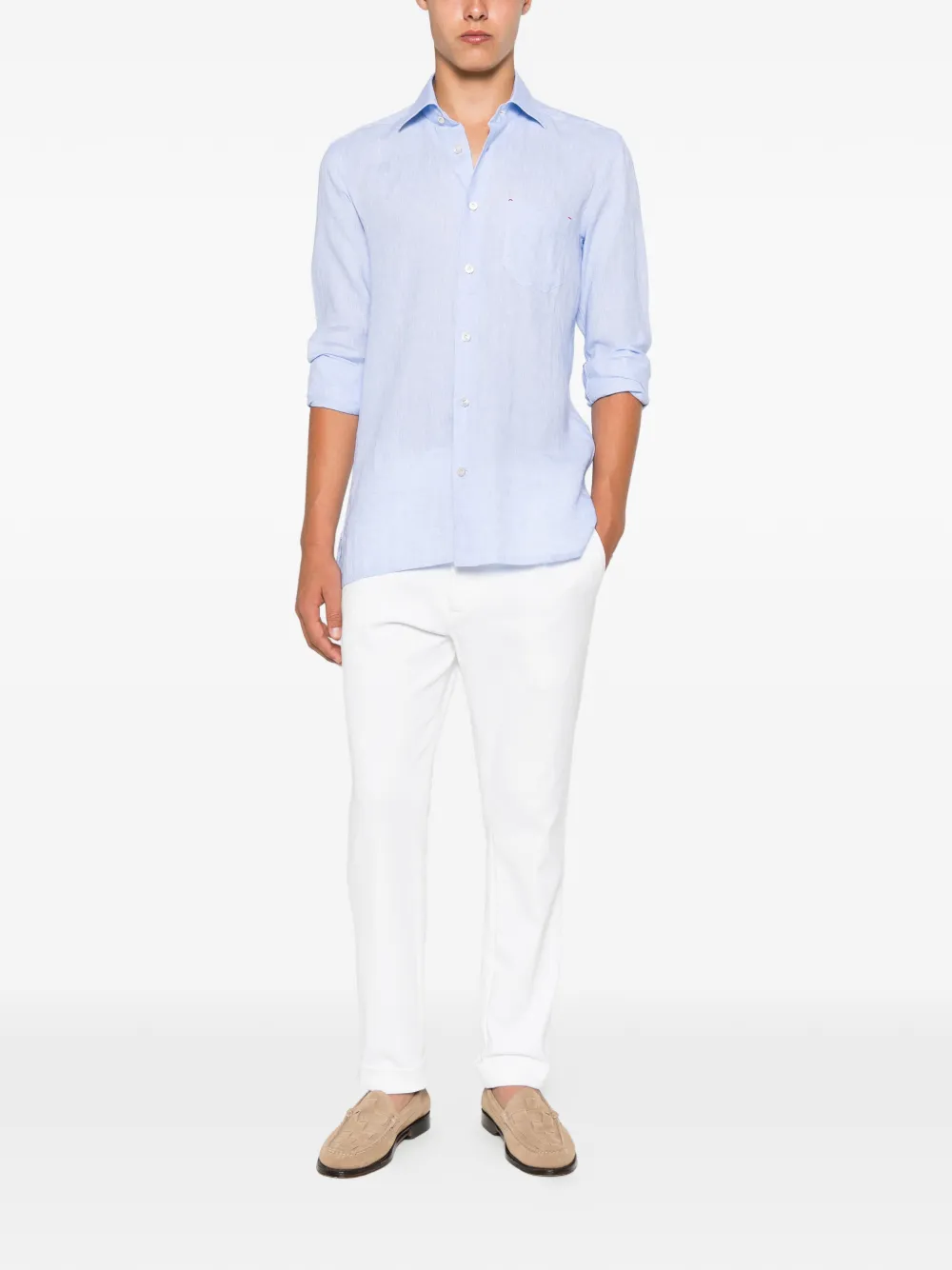 Kiton Overhemd met borstzak Blauw