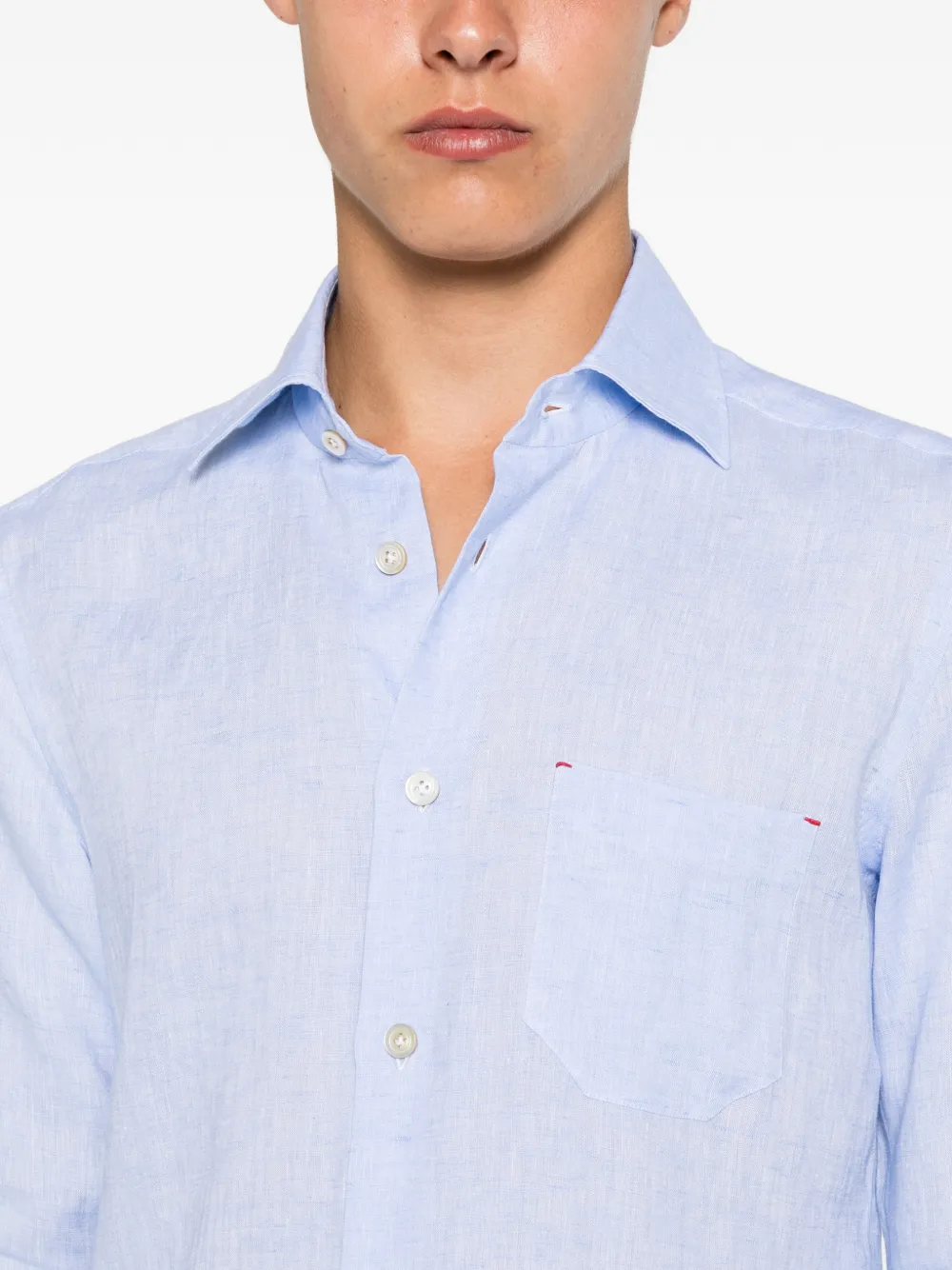 Kiton Overhemd met borstzak Blauw
