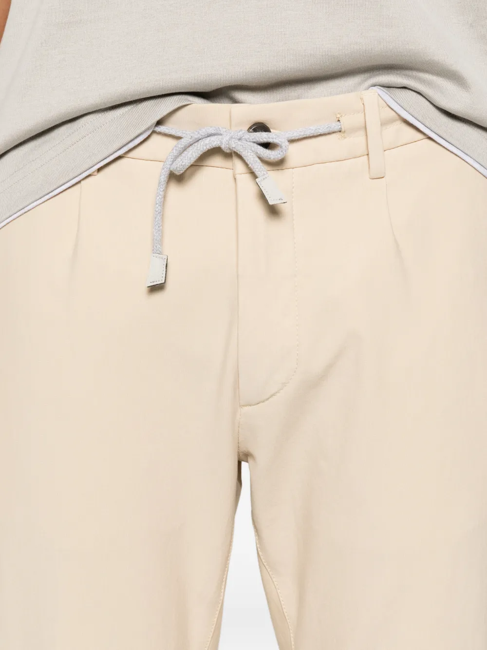 Eleventy Plooibroek met trekkoordtaille Beige
