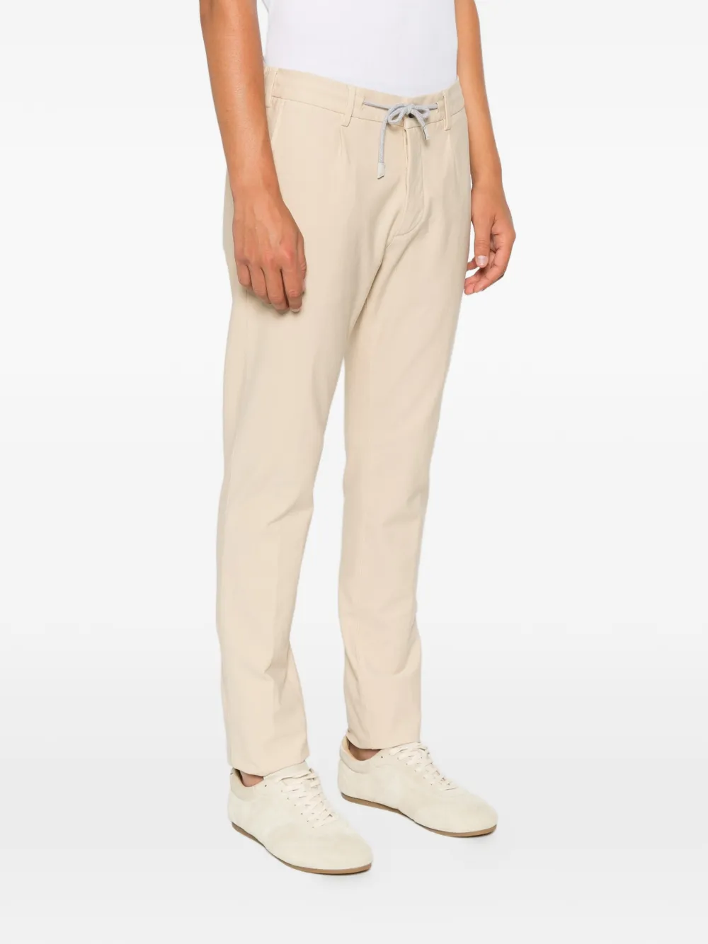 Eleventy Plooibroek met trekkoordtaille Beige