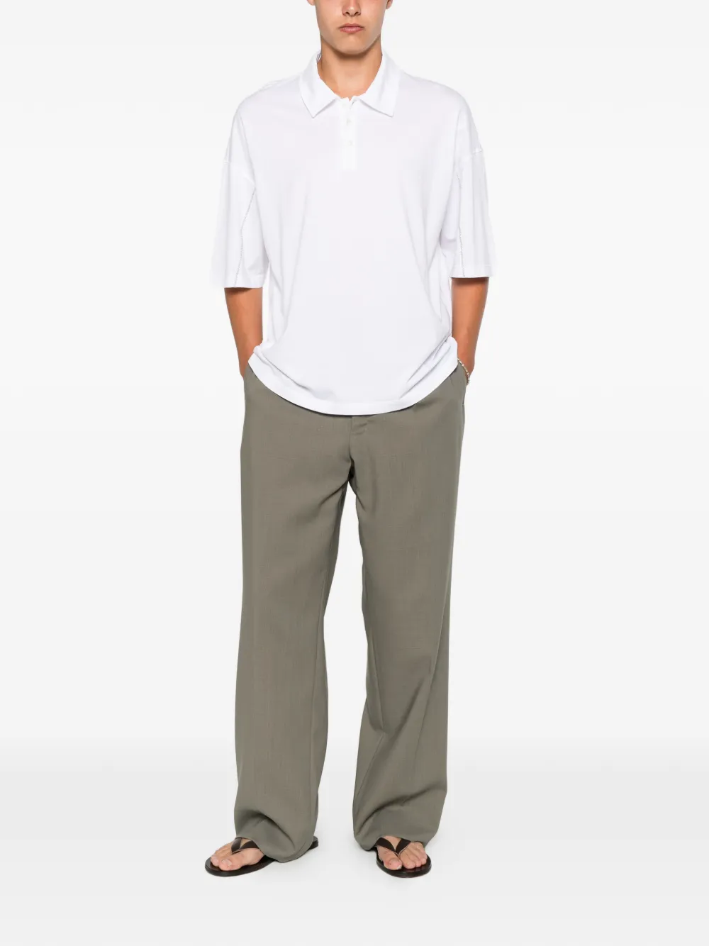 Roberto Collina Poloshirt met stiksel Wit