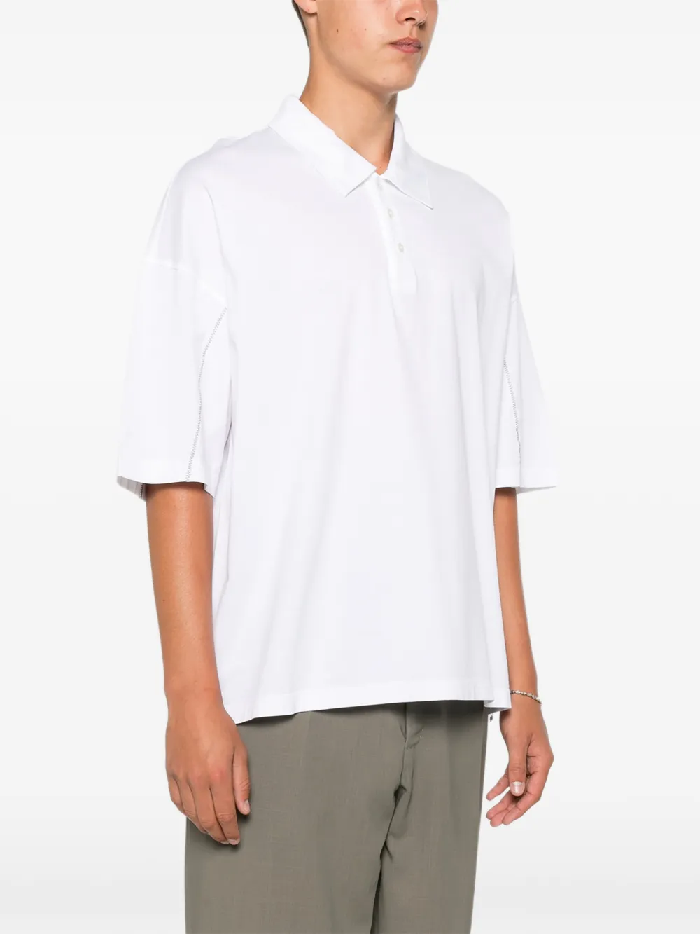 Roberto Collina Poloshirt met stiksel Wit