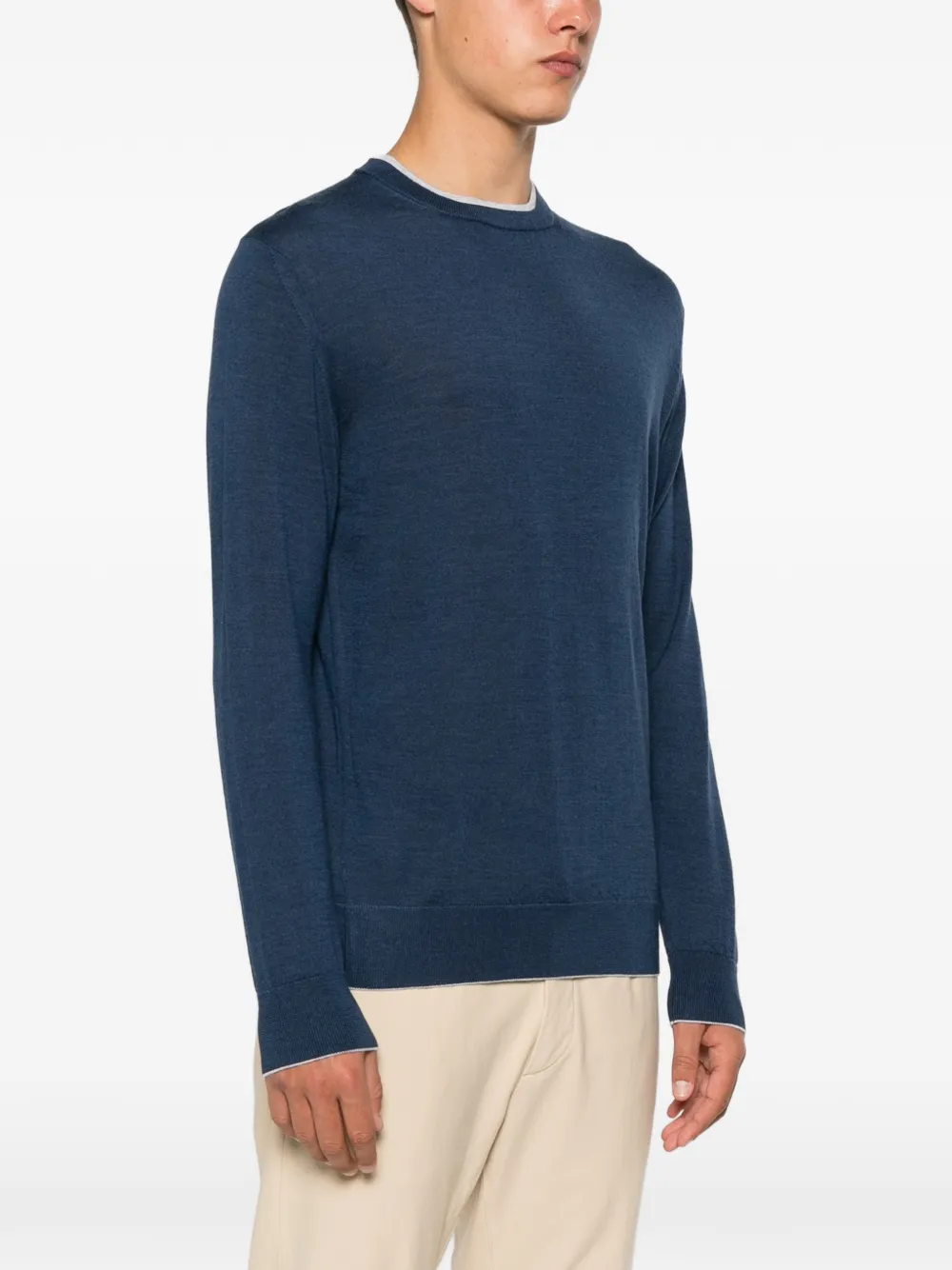  Eleventy Jersey Con Ribete En Contraste - Azul 
