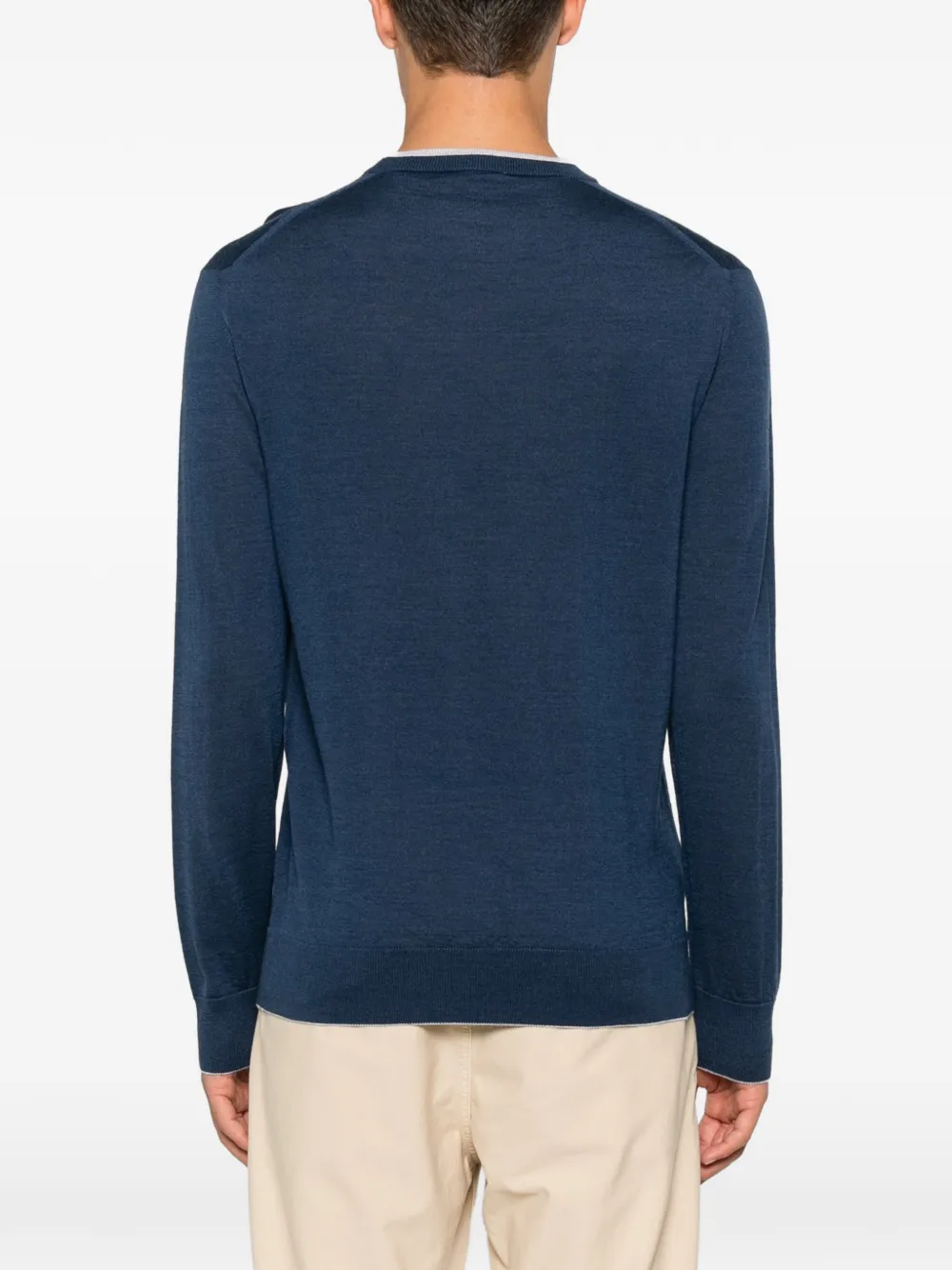 Eleventy Trui met contrasterende afwerking Blauw